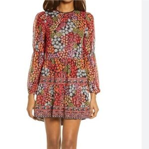 SAYLOR Talley Floral Print Long Sleeve Minidress In Multi